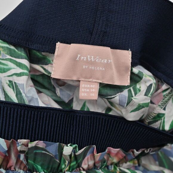 INWEAR by HELENA Skirt Women Sz 14 Tropical Geometric Print Elastic Waist A Line - Picture 8 of 12